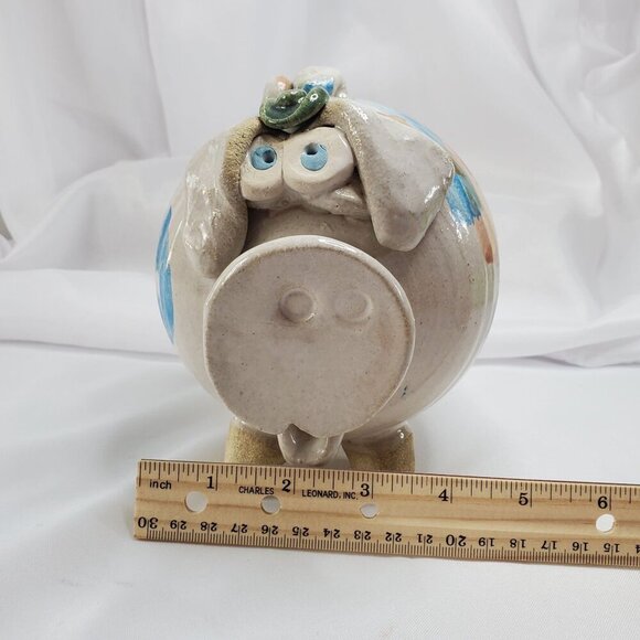 Vtg Piggy Bank Studio Art Pottery Ceramic Glazed Pig, Cowboy Hat & Large Snout - Picture 4 of 16
